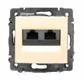 Legrand VALENA Розетка компьютерная 2xRJ45 , скрытый монтаж, слоновая кость,  774139