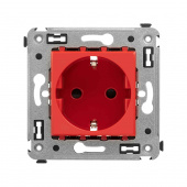 DKC Avanti Красный квадрат Розетка 2P+E со шторками