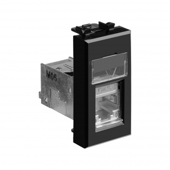 DKC Avanti Черный квадрат Компьютерная розетка RJ-45  категория 5е экранированная 1 модуль