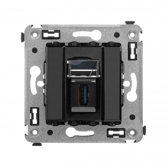 DKC Avanti Черный квадрат Розетка одинарная тип А-А USB 3.0