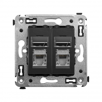 DKC Avanti Черный матовый Компьютерная розетка RJ-45 двойная  категория 5e экранированная