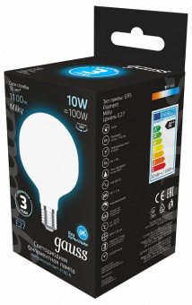 Лампа светодиодная Gauss Filament E27 10Вт 4100K 189202210
