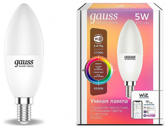 Лампа светодиодная с управлением через Wi-Fi Gauss Smart Home E14 5Вт 2700-6500K 1190112