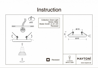 Встраиваемый светильник Maytoni Metal DL301-2-01-CH