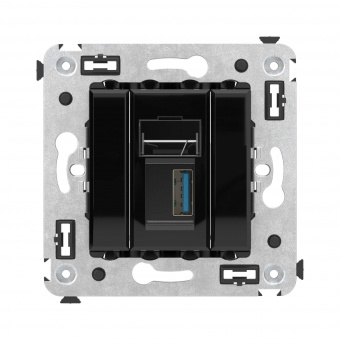 DKC Avanti Черный квадрат Розетка одинарная тип А-А USB 3.0
