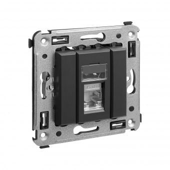 DKC Avanti Черный матовый Компьютерная розетка RJ-45  категория 6 экранированная
