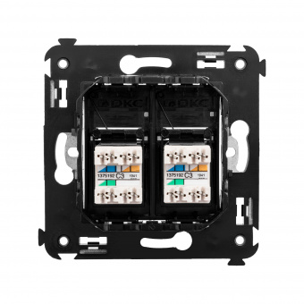 DKC Avanti Черный матовый телефонная розетка RJ-12 двойная