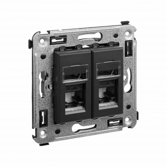 DKC Avanti Черный матовый Компьютерная розетка RJ-45 двойная  категория 5e