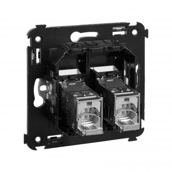 DKC Avanti Черный квадрат Компьютерная розетка RJ-45 двойная  категория 6 экранированная