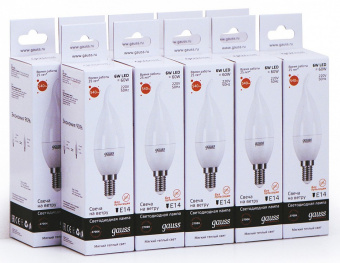 Лампа светодиодная Gauss Led Elementary Candle Tailed E14 6Вт 3000K 34116